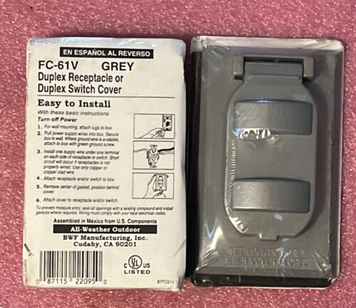 BWF FC-61V Gray Duplex Receptacle Switch Cover Lot Of 2