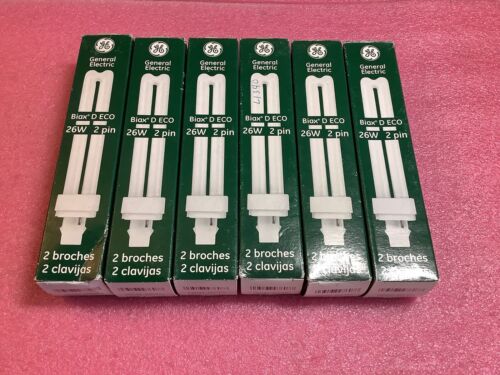 Lot Of 6 GE Fluorescent Lamps F26DBX/830/ECO 2-Pin