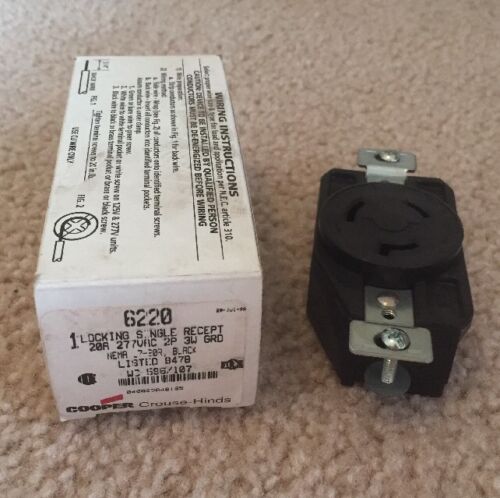 Cooper 6220 Nema L7-20 2 Pole 3 Wire  20A 277VAC Locking