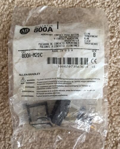 Allen Bradley Momentary Contact Push Button CLEAR TRANSPARENT 800A-M2DC Ser. B