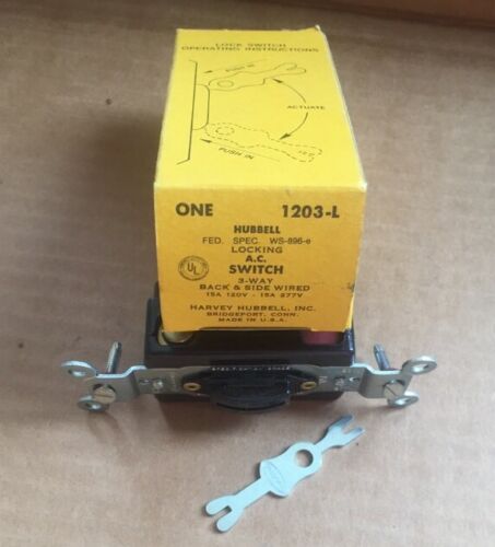Lot Of 3 HBL1203-L Locking A.C Switch 3 way 15 amp 120-277 volt domed top