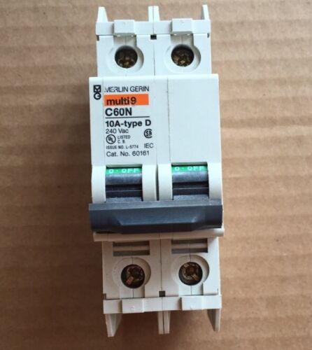 Merlin Gerin Multi9 C60N 10A-type D 240vac 2 Pole Din Rail 60161