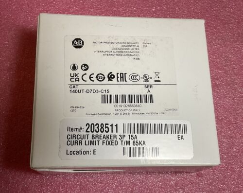 Allen Bradley 140UT-D7D3-C15 Motor Protector/Circuit Breaker