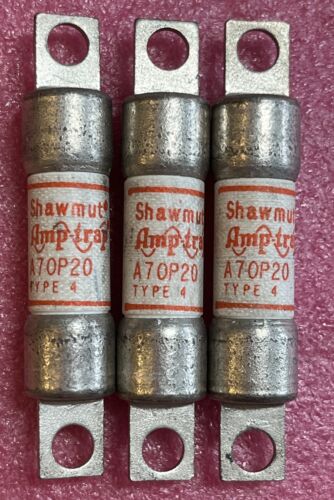 Lot Of 3 Ferraz Shawmut A70P20 Fuse 20A