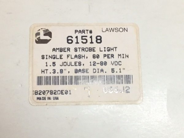 Lawson Amber Strobe Light 61528 1.5 Joules 12-80 VDC - Image 6