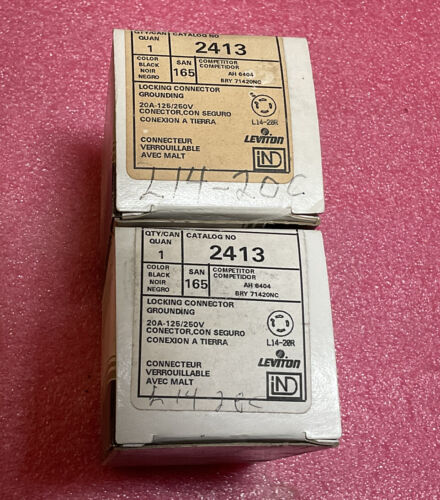Lot Of 2 Leviton 2413 20A 125/250V Locking Connector L14-20R