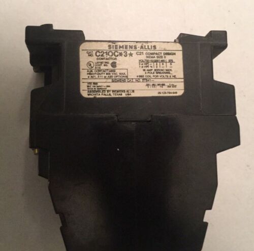 SIEMENS ALLIS C21OC*3* Contactor 480V Coil - Image 4