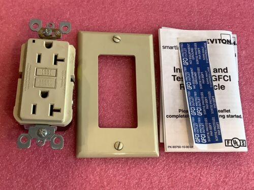 Leviton N7899-I Slim GFCI Outlet With Wallplate Ivory
