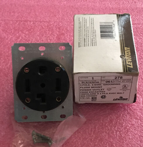 Leviton 278 30Amp 3P 4W Grounding Power Outlet, Flush Mount