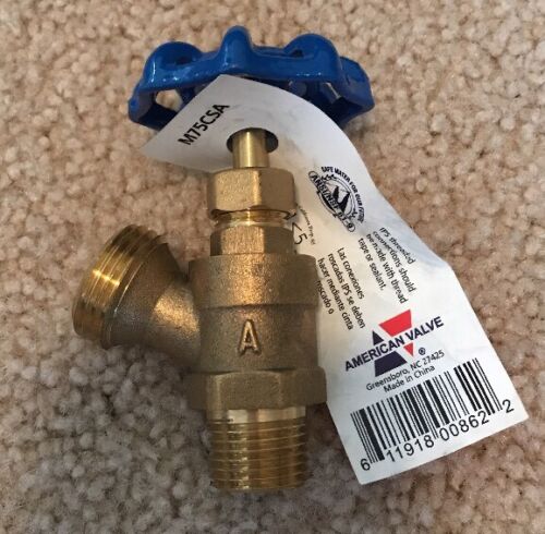 AMERICAN VALVE M75CSA 1/2" Brass Boiler Drain Male Threaded ANSI/NSF 61-9