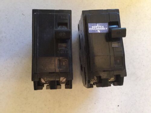 Lot Of 2 Square D QO240 2 Pole 40A Circuit Breaker