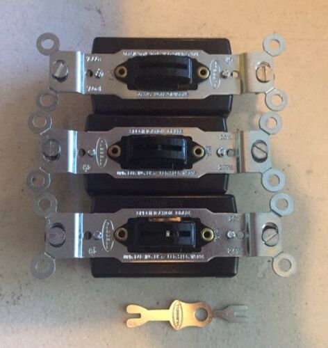 Lot Of 3 HBL1203-L Locking A.C Switch 3 way 15 amp 120-277 volt domed top - Image 2