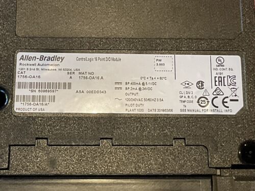 Allen Bradley 1756-OA16 Series A 16 Point AC Output Module - Image 2
