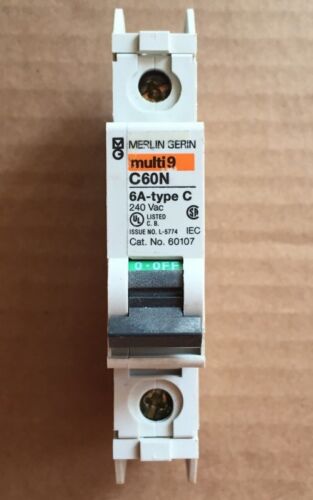 Merlin Gerin Multi 9 C60N Circuit Breaker 6A Type C Single Pole 60107