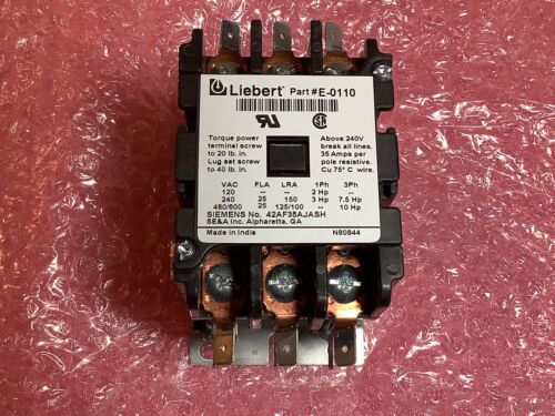 Emerson E-0110S Contactor 3PL 24VCoil 25/30Amp 75D70641J Siemens Coil