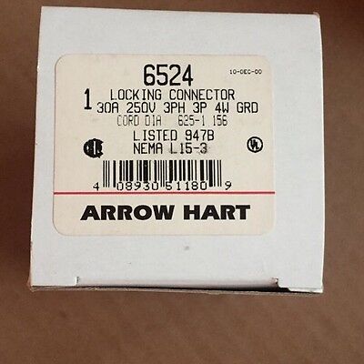 Arrow Hart Receptacle 6524 30 A 250 V 3 Ph 3 Pole 4 Wire