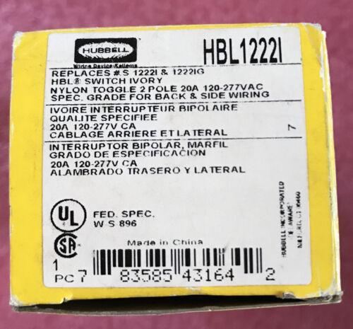 Hubbell HBL1222I Double Pole 20A Ivory - Image 7