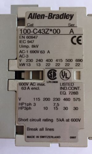 Allen Bradley 100-C43Z*00 Series A Contactor 36V DC - Image 2