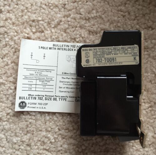 Allen Bradley 702-TOD91 Ser.K Nema size 00 Contactor