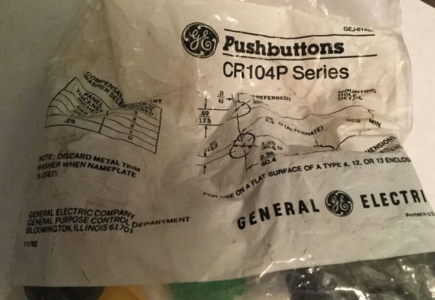 General Electric CR104PBG0001 Pushbutton Operator